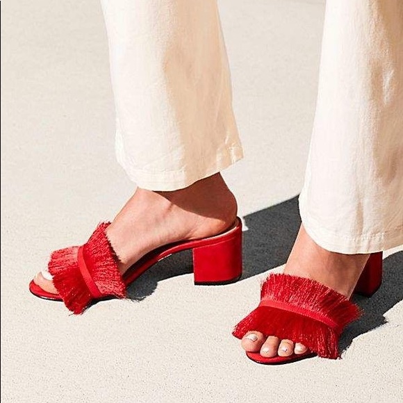 fringe mule heels
